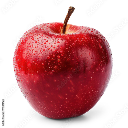 red apple with drops isolated
