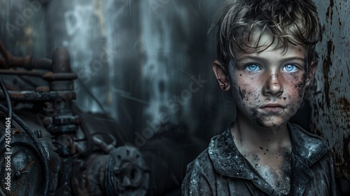 Dark and Dirty A Young Boy's Face Generative AI