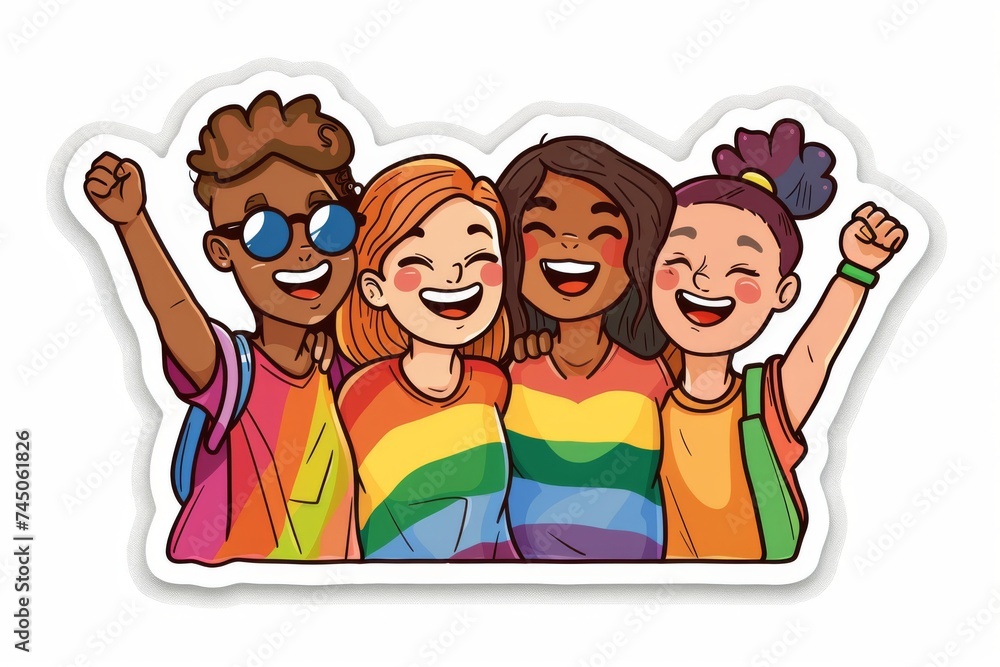 LGBTQ Pride teamwork. Rainbow pale cerulean colorful movement diversity Flag. Gradient motley colored creative software LGBT rights parade festival lgbtq+ mental health diverse gender illustration