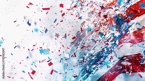 Celebrate Diversity A Colorful Explosion of Red  White  and Blue Confetti Generative AI