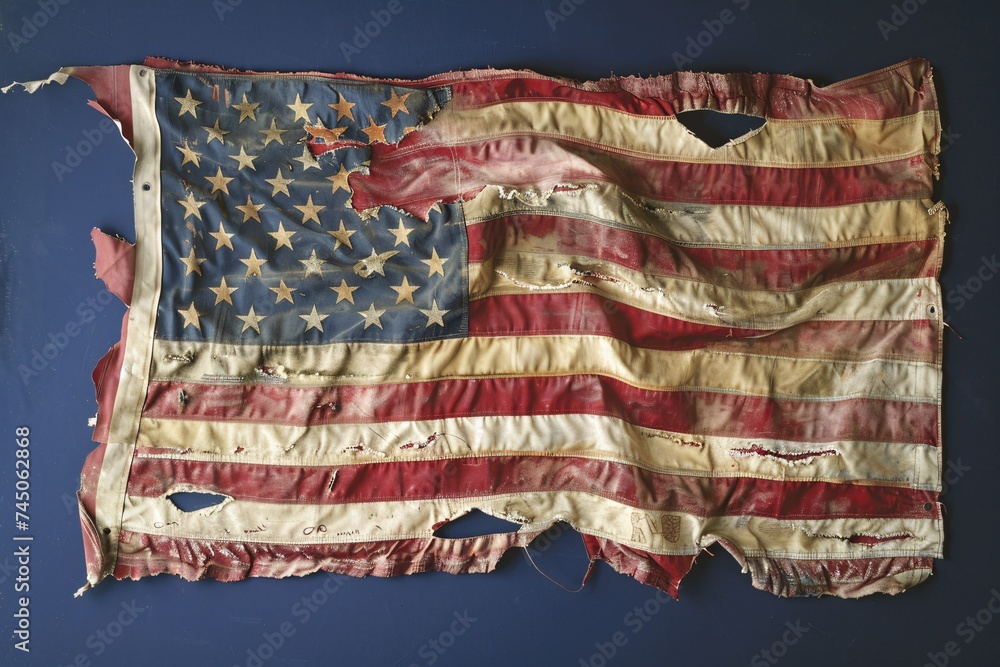 Ripped American Flag A Torn and Worn Symbol of Patriotism Generative AI ...