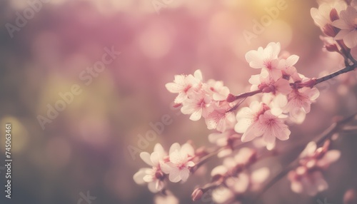 Warm sunlight filters through delicate cherry blossom branches