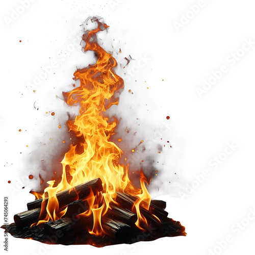 fire with flames isolated on transparent background AI Generated