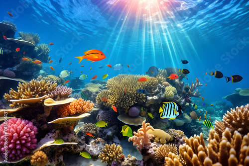 Illuminated Underwater World - A Vivid Rendezvous of Marine Life and Coral Architecture in HD © Lewis
