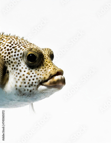 Puffers portrait, side view, isolated over white