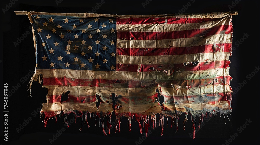 Ripped American Flag A Torn and Frayed Symbol of Patriotism Generative ...