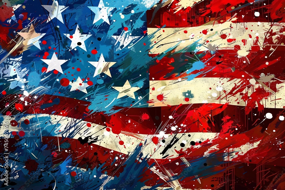 Painted American Flag A Colorful and Creative Display of Patriotism Generative AI Painted American Flag A Colorful and Creative Display of Patriotism Generative AI