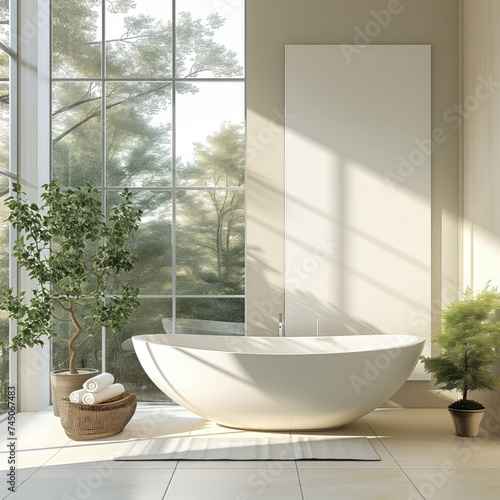 Freestanding tub in modern bathroom © redxiii