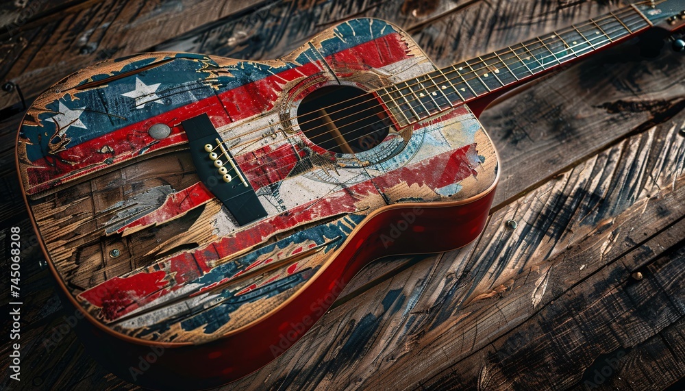 Red, White, and Blue Guitar A Patriotic Tribute Generative AI