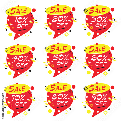 set of sale discount percentage tags . vector, illustration style. Eps 10