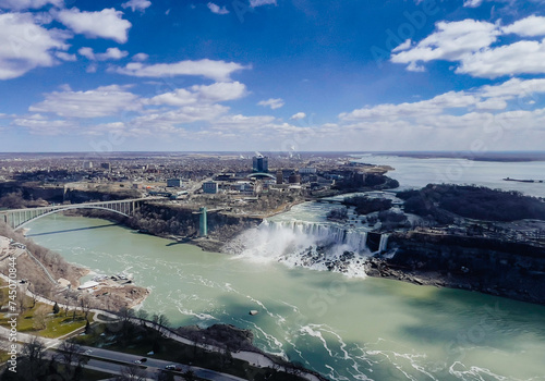 Niagara Falls, Ontario, Canada. Aerial view of Niagara Falls from Skylon Tower, Ontario, Canada.