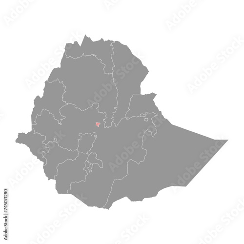 Addis Ababa map  administrative division of Ethiopia. Vector illustration.