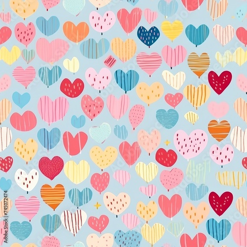 Romantic seamless pastel valentine hearts pattern for valentines day background