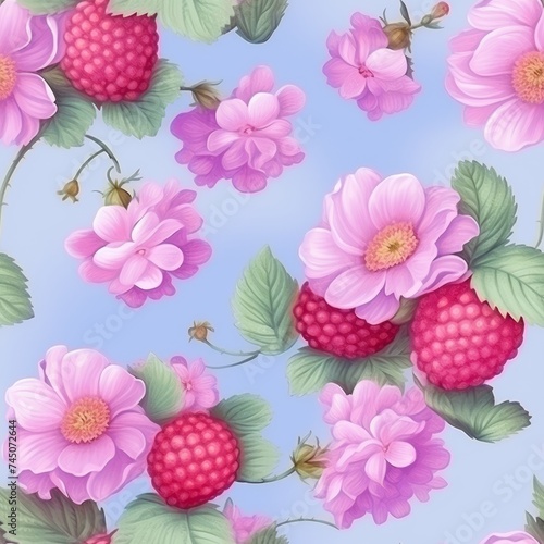 Pastel berry seamless pattern, ideal for designing wallpaper, fabric, and packaging © Daria