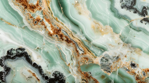Elegant Stone Surface: Mint Marble and Onyx Horizontal Background