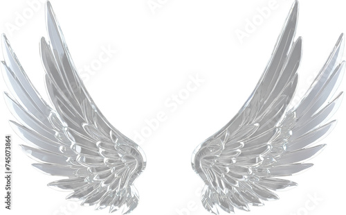 Glass crystal wing isolated on transparent background. Generative AI.