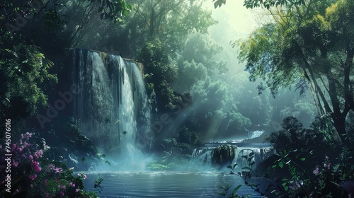 waterfalls in deep forest