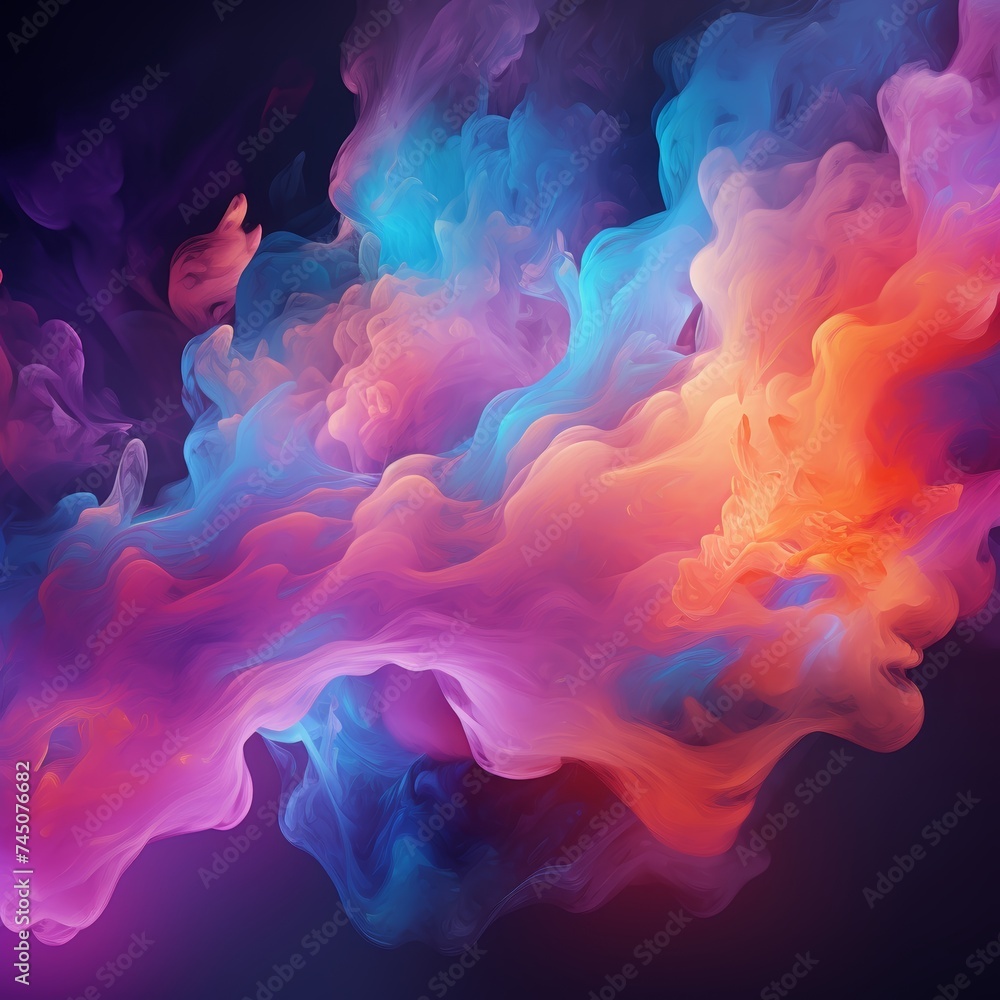 Abstract fantasy background with colorful neon clouds in purple and blue sky banner Abstract fantasy background with colorful neon clouds in purple and blue sky banner