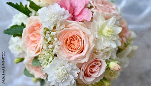 Close-up of beautiful wedding bouquet. Bridal flowers. © hardvicore