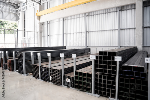 Bent metal products in the showroom of a large store.