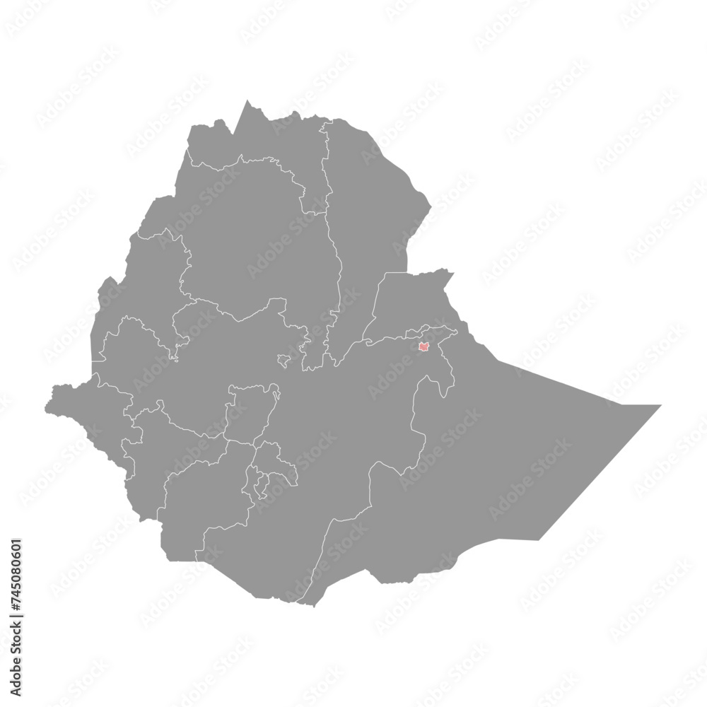 Fototapeta premium Harari Region map, administrative division of Ethiopia. Vector illustration.