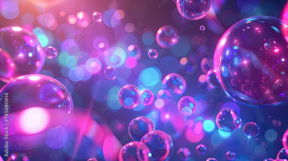 Glowing liquid, shapes, neon, bright, 3d, bubbles, backgrounds