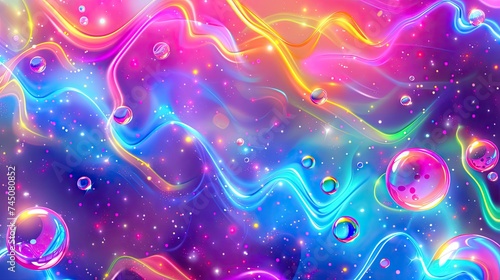 Glowing liquid  shapes  neon  bright  3d  bubbles  backgrounds