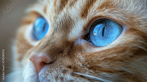 Close-Up of Orange Tabby Cat with Stunning Blue Eyes