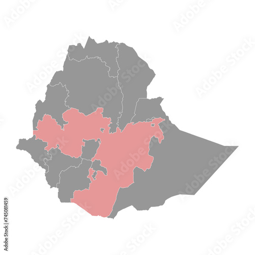 Oromia map, administrative division of Ethiopia. Vector illustration. photo