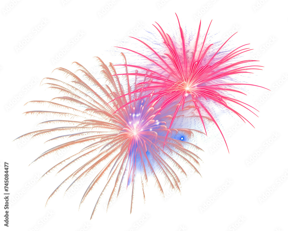 Obraz premium festive fireworks on an isolated transparent background. Fireworks png, salute, explosion png