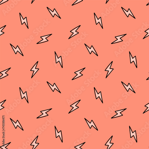Pink seamless pattern with tiny lightning bolt