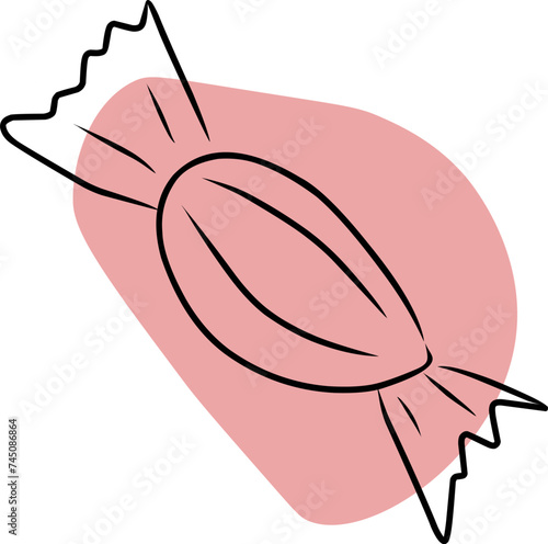 Candy, hand drawn sketch, vector. Hand drawn and colored spots.