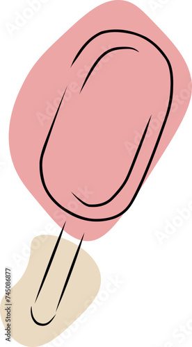 Popsicle, hand drawn sketch, vector. Hand drawn and colored spots.