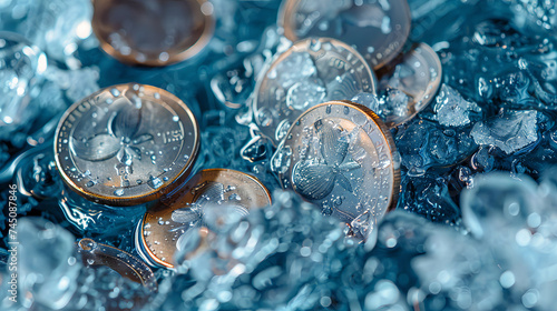 coins in ice