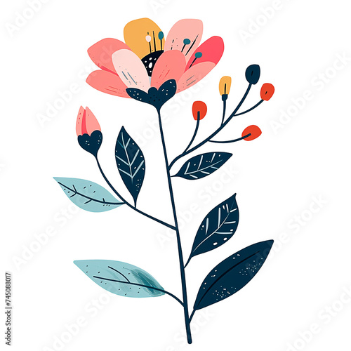 A flowers illustration flat style. On transparent background. png.