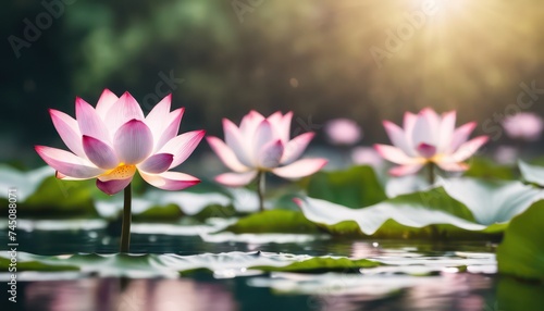 Wallpaper Mural Serene lotus pond at sunrise Torontodigital.ca