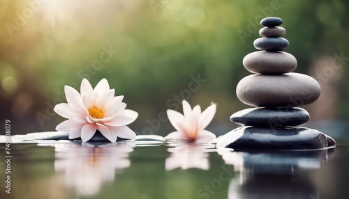 Zen stones and water lilies