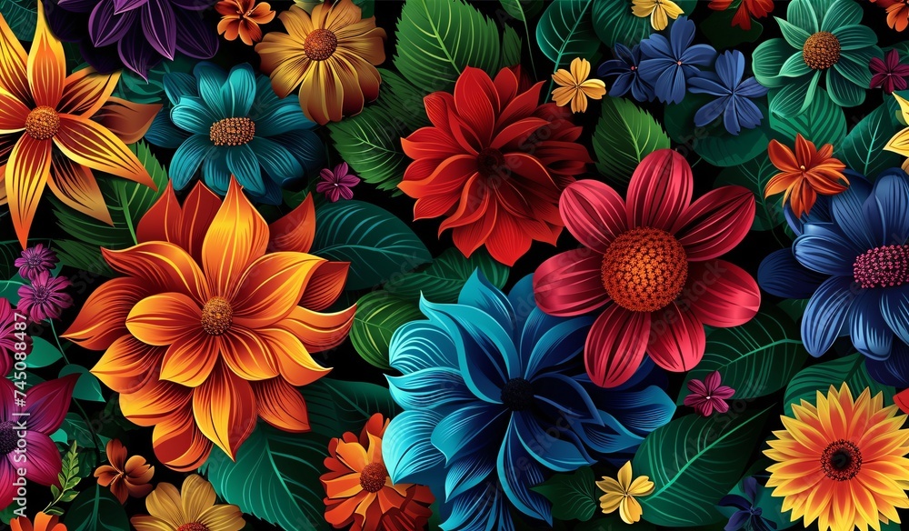 Flower Power A Vibrant Bouquet of Colorful Blossoms Generative AI