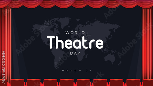 World Theatre Day vector, Celebrating Theater for Web Banner or Landing Page Templates, social media design.