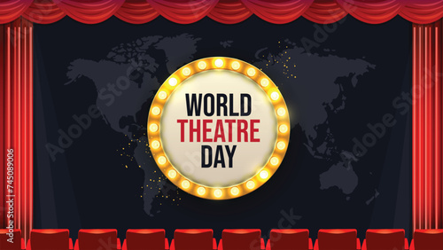 World Theatre Day vector, Celebrating Theater for Web Banner or Landing Page Templates, social media design.