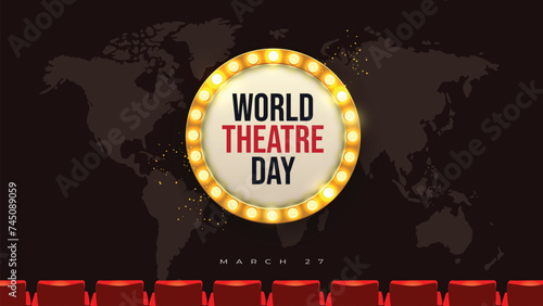 World Theatre Day vector, Celebrating Theater for Web Banner or Landing Page Templates, social media design.