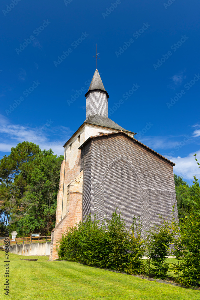 Clocher porche de Mimizan, UNESCO site, Camino de Santiago, New Aquitaine, France