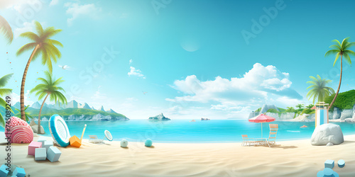 Ephemeral Escapade: Urban Chic Meets Coastal Charm in a Stunning Beach Isolation Mock-up Illustration background ai generated