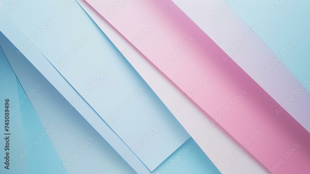 Obraz premium Abstract geometric background of pink and blue paper sheets. 3D render