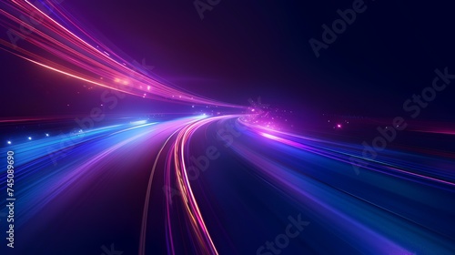 Futuristic abstract technology background with glowing lines and bokeh