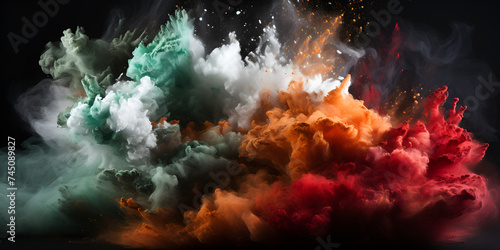 Explosions of Holi Powder. Colorful Explosion  Abstract Holi Dust Effect