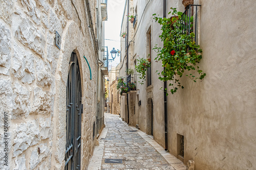 narrow street of the medieval town of Bitetto, Bari province, Puglia region (Apulia), southern Italy, Europe, September 20, 2022