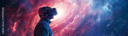 Dive into the singularity of a black hole in VR experiencing the fabric of cosmos and dark matter mysteries photo