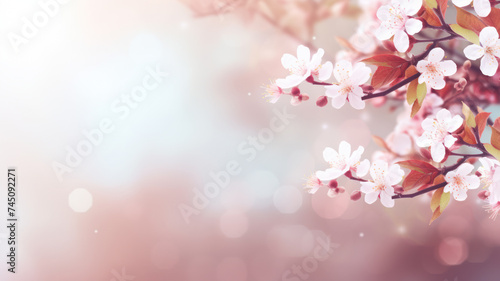 Cherry blossom branch in spring. Bokeh background.