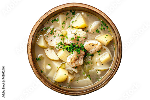 Scottish Cullen skink soup with smoked haddock, potatoes, onions, and cream in a rich and comforting broth.